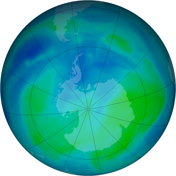 Antarctic ozone map for 22 February 2007